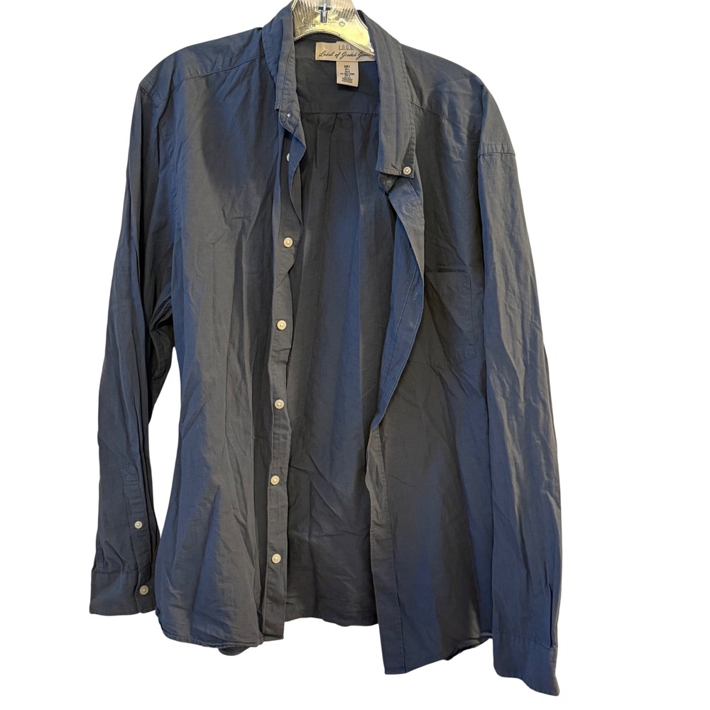 H M LOGG Mens Regular Fit Long Sleeve‎ Button Down Shirt L Blue Cotton